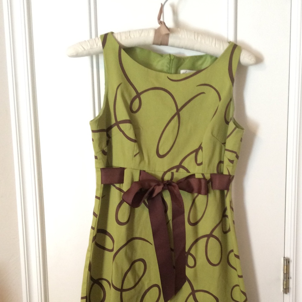 Olive Green Brown Swirls Dress